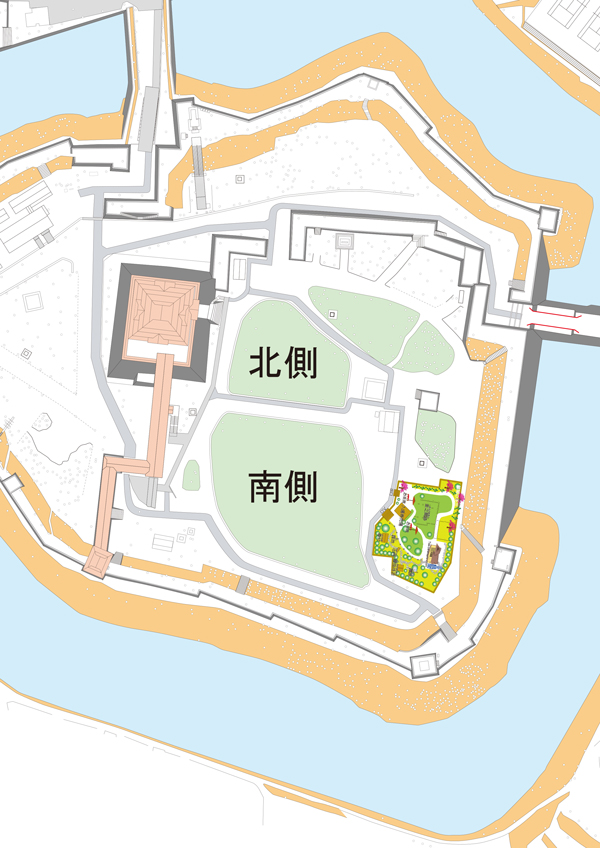 鶴ヶ城公園本丸芝地マップ